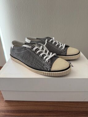 Celine Black & White Striped Low-Top Sneakers